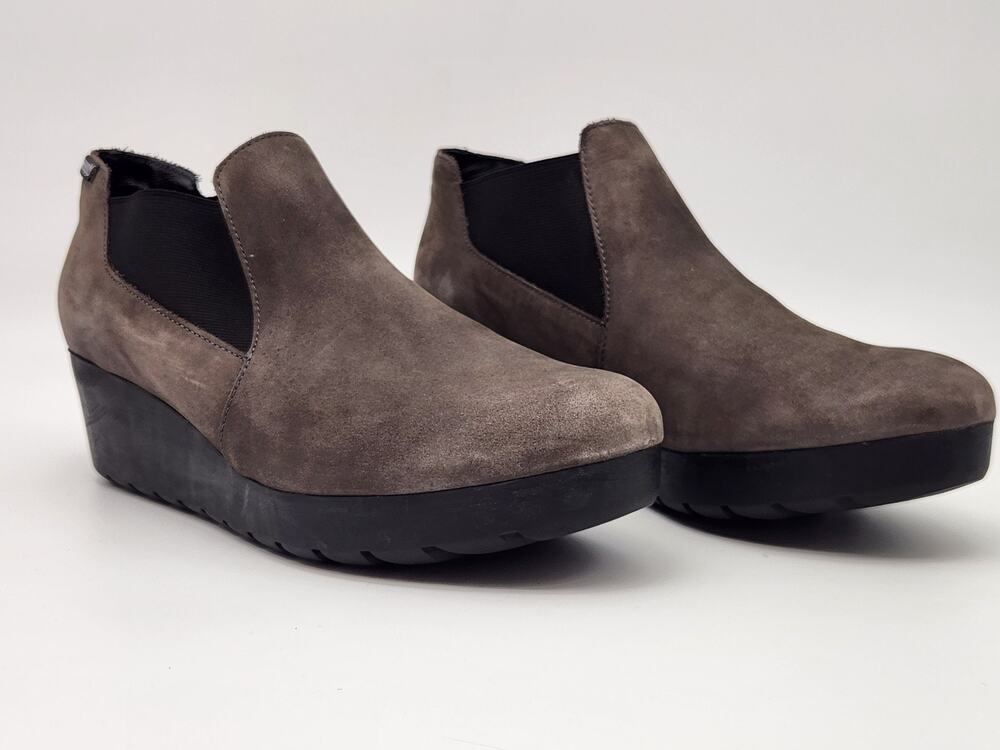 Mephisto Tosca Air-Jet Brown Nubuck Leather Wedge Ankle Boots Womens US 10